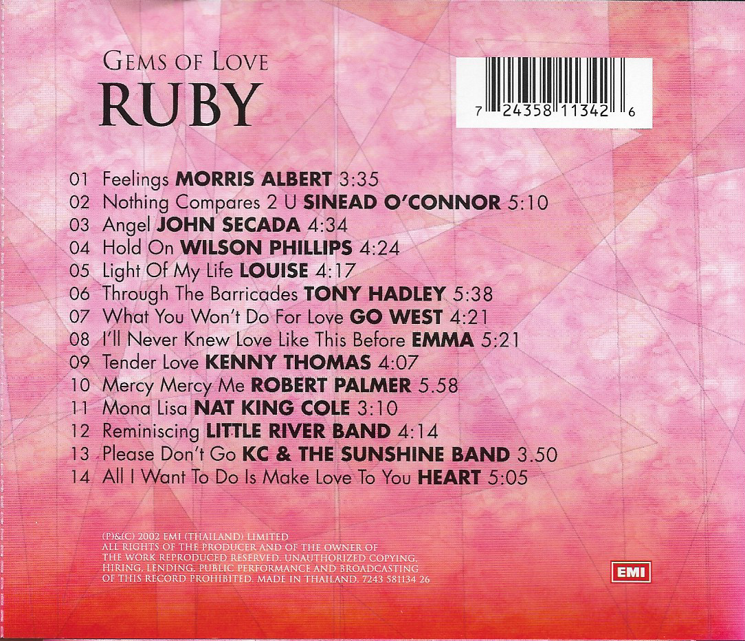 CD,Gems Of Love Ruby (Various Artists)(2002)(Thai)