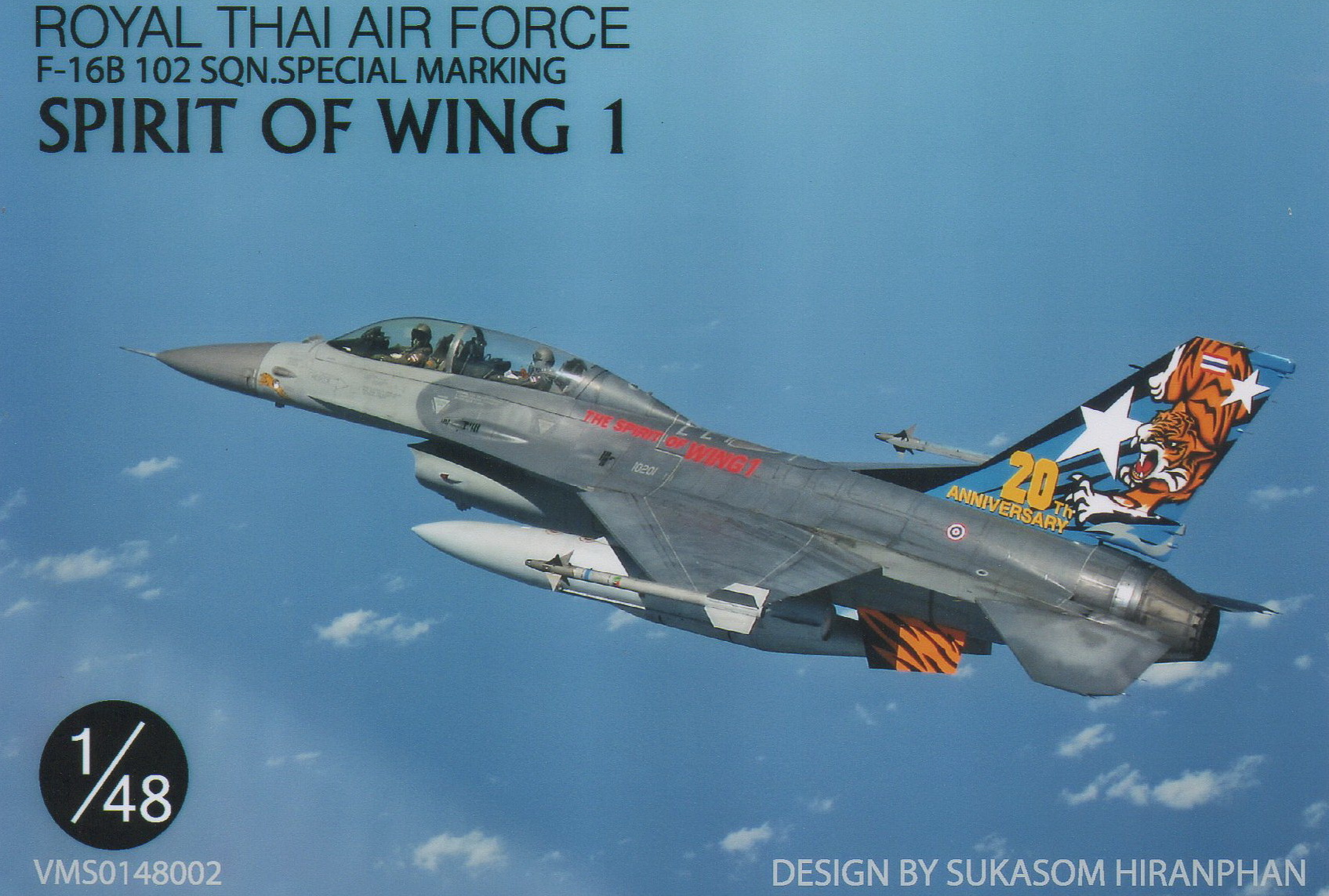 DECAL 1/48 ROYAL THAI AIR FORCE F-16 B 102 SQN SPECIAL MARKING SPRIT OF WING 1