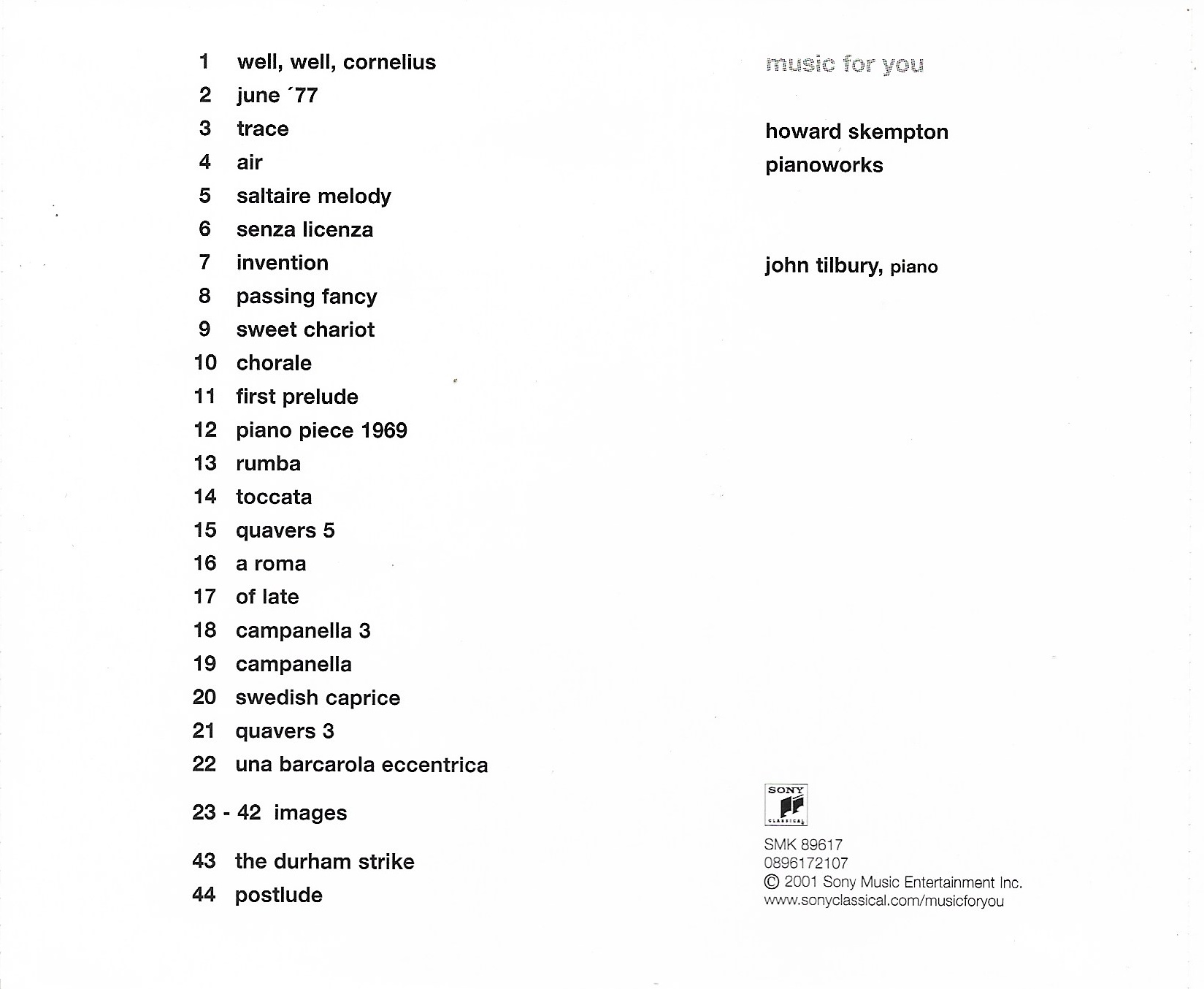 Used CD,John Tilbury - Skempton Pianoworks (A+)(Piano)(instrumental)(2001)(Austria)