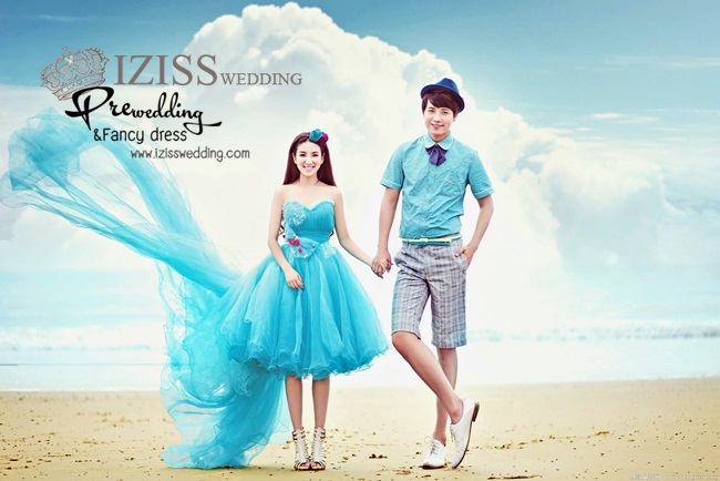 ***พร้อมส่ง***ชุดถ่ายพรีเว็ดดิ้ง (pre wedding dress) ชุดแฟนตาซีชายหญิง "ธีมสีฟ้าน้ำทะเล"