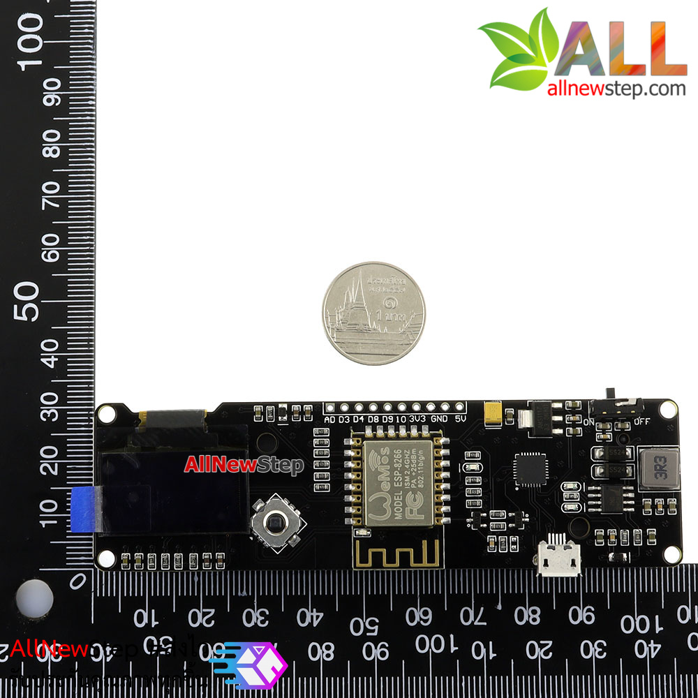 NodeMCU WeMos ESP8266 built-in 0.96 นิ้ว OLED+ Charger 18650 บอร์ด ...