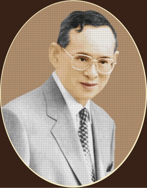 Pinn ในหลวงทรงชุดสากลสีเทา (วงรี)