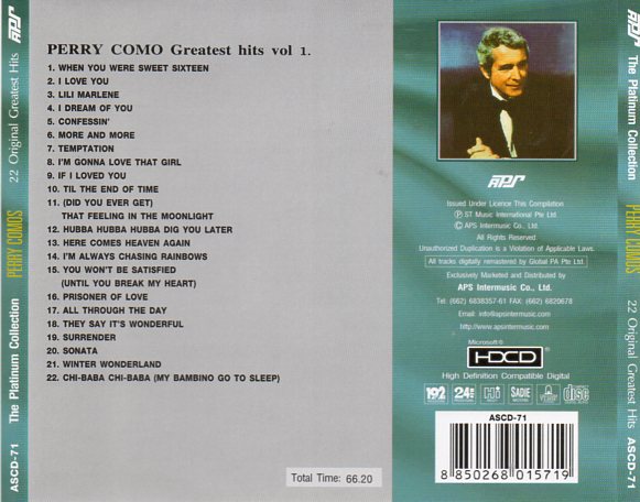 CD,Perry Como - The Platinum Collection