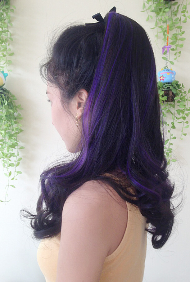 K307 หางม้า เเบบผูก ไฮไลท์สีม่วง ทรงผมสวยดูเป็นธรรมชาติคะ