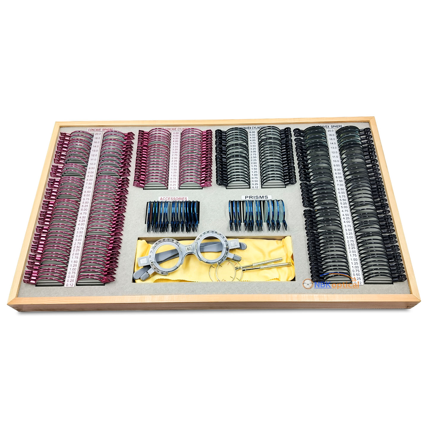 266JSC Optical Trial Lens Set L +-2000 เลนส์ กระจกใส Rim Metal ขอบโลหะ สีแดง และ สีดํา วัสดุคุณภาพสูง