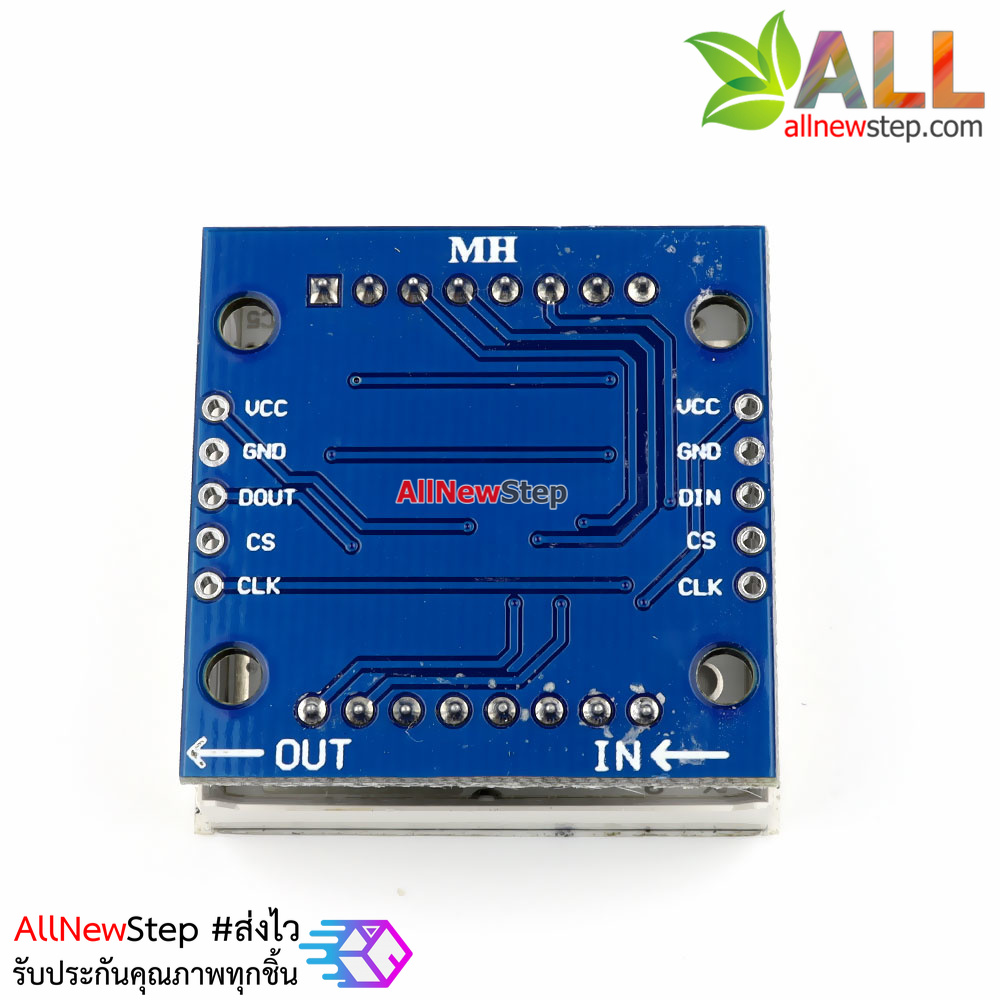 LED Matrix Driver MAX7219 IC Driver Module + LED 3mm Dot Matrix 8x8 ขนาด 30mm x 30mm สีน้ำเงิน