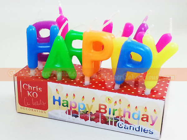 เทียนวันเกิด เทียน HAPPY BIRTHDAY สีสะท้อนแสง