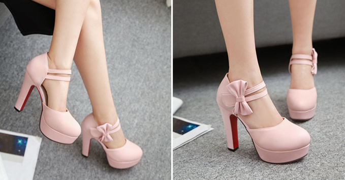 รองเท้าส้นสูงแบบน่ารักๆสีชมพู/ครีม/ขาว/ดำ ไซต์ 34-43