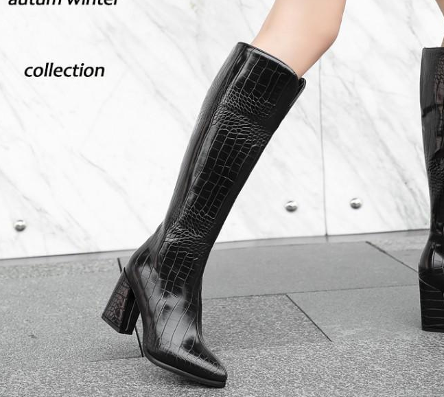 รองเท้าบูทหนังบุลายสีเหลือง/เขียว/ดำ/ทอง ไซต์ 34-43