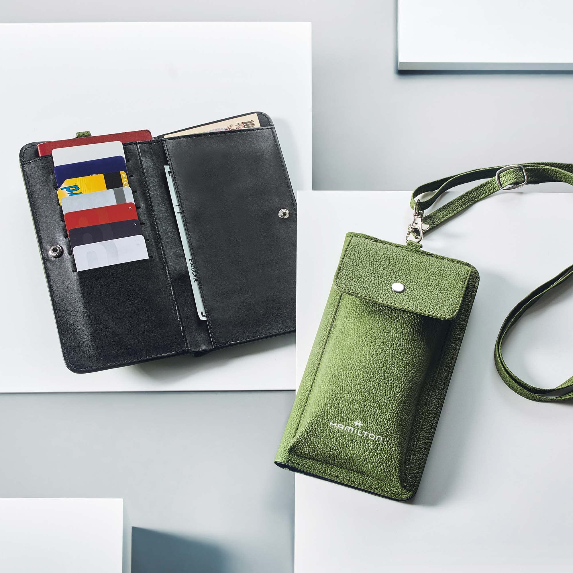 ***HAMILTON Wallet กระเป๋าสะพาย กระเป๋าสตางค์ ที่สามารถจัดระเบียบและจัดเก็บบัตร และสมาร์ทโฟน