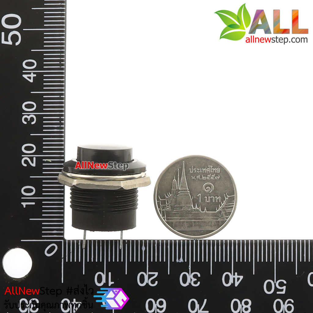 สวิตช์กดติดปล่อยดับ รีเซตสวิตช์ R13-507 250V 3A ขนาด 16MM สีดำ