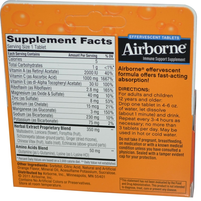 AirBorne, Blast of Vitamin C 10Tablets วิตามินซีเม็ดฟู่ จาก USA ทานป้องกันหวัดเสริมภูมิคุ้มกันทันที
