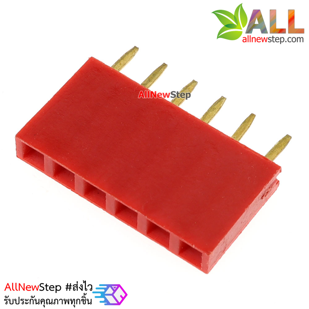 Pin header Female Header Single Row 2.54mm 6p Pin1x6 สีแดง