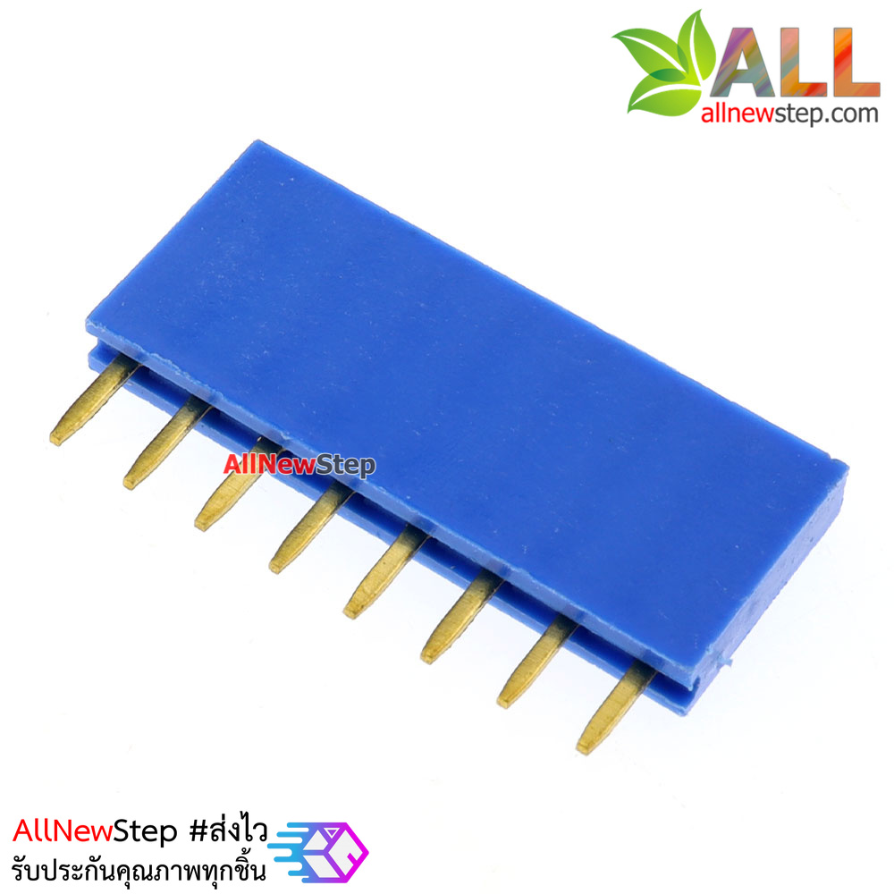 Pin header Female Header Single Row 2.54mm 8p Pin1x8 สีน้ำเงิน