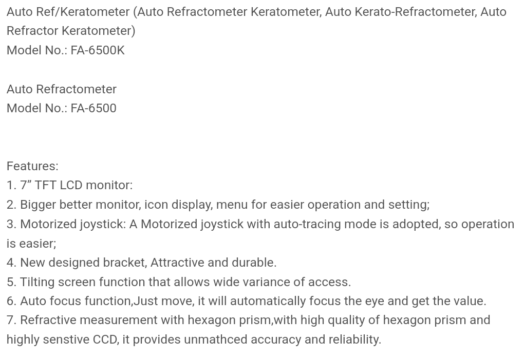 FA-6500 เครื่องวัดสายตา