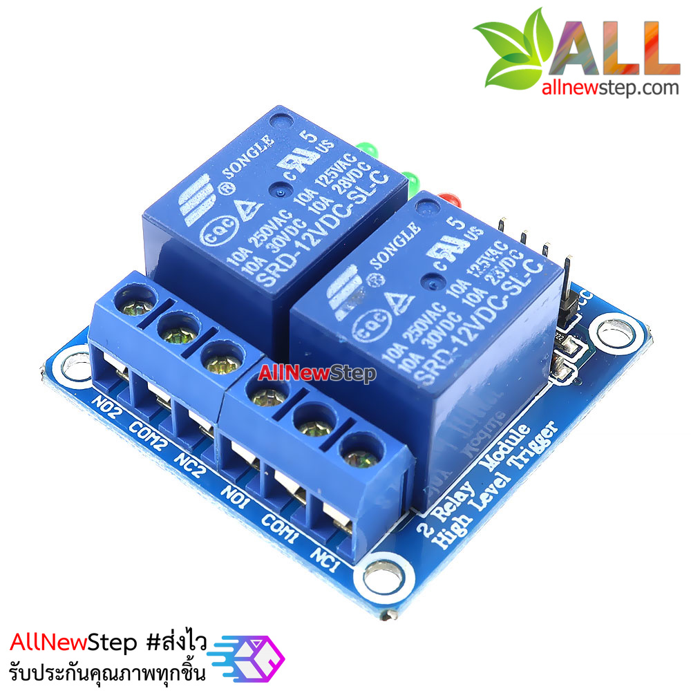 โมดูลรีเลย์ 2 Channel relay 12V relay 2 ช่อง Relay module Active High