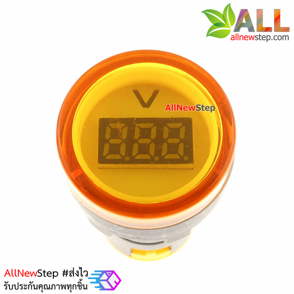 ดิจิตอลโวลต์มิเตอร์ LED 20-500VAC แบบติดแผงแสดงผล จอสีเหลือง