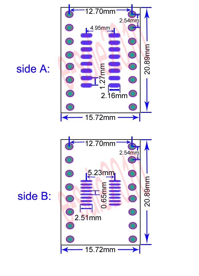 TSSOP16 SSOP16 MSOP16 SO16 SOP16 SOIC16 turn DIP16 1.27MM / 0.65MM IC adapter Socket / Adaptea plate / PCB