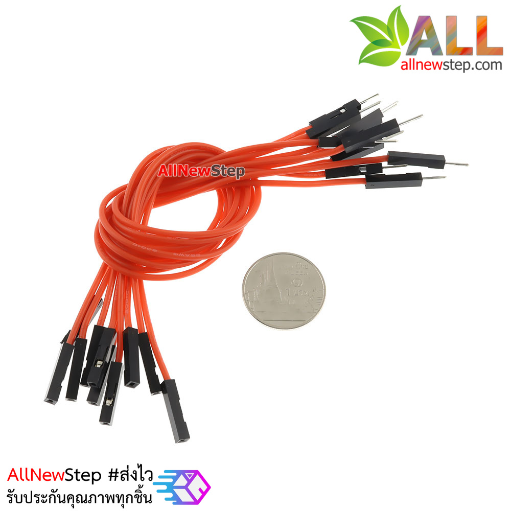สายไฟจัมเปอร์ 20cm ผู้-เมีย สีแดง จำนวน 10 เส้น