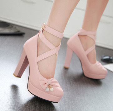 รองเท้าส้นสูงน่ารักๆสีม่วง/ชมพู/ครีม/ขาว/ดำ ไซต์ 34-43