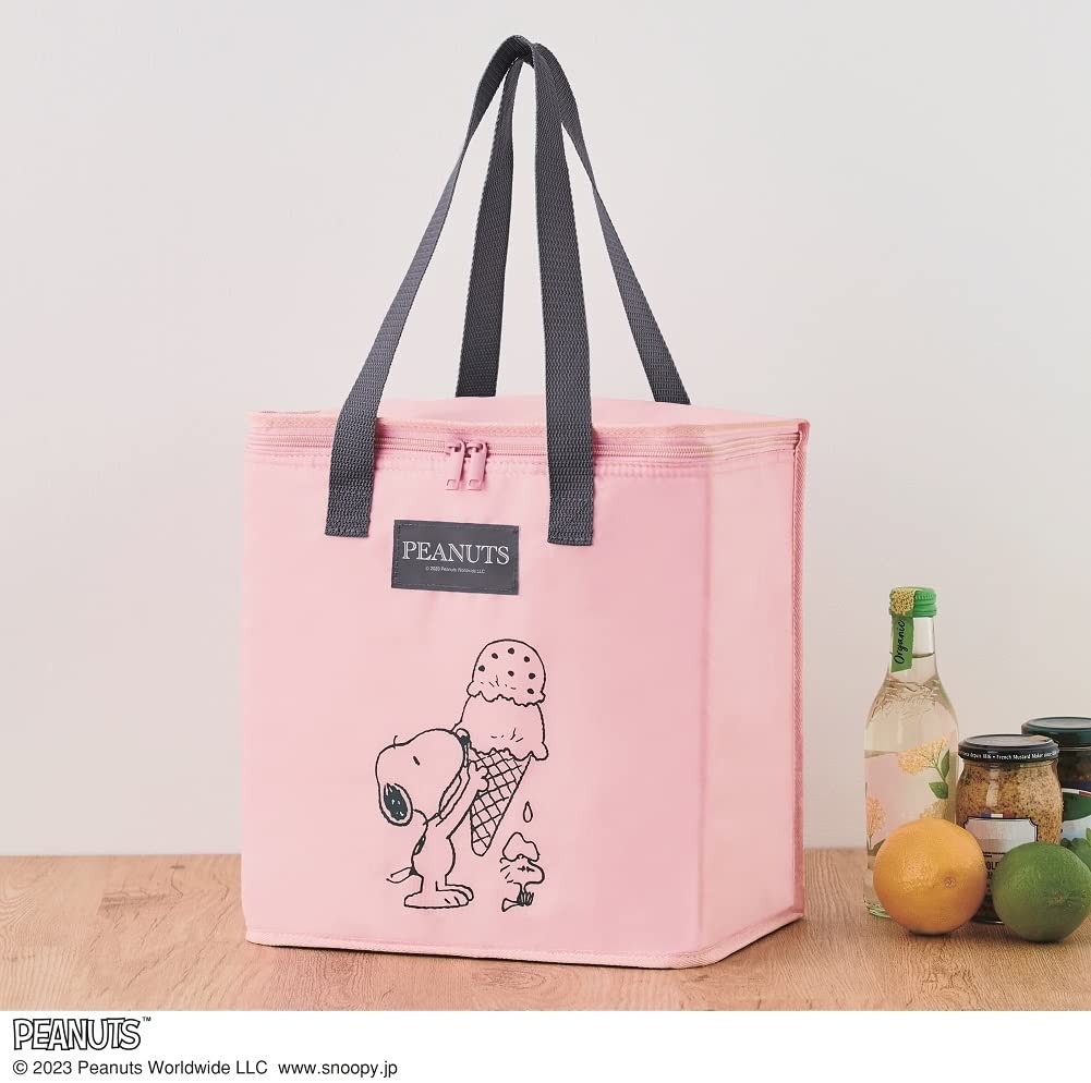 Snoopy กระเป๋าเก็บความเย็นทรงกล่อง ขนาดใหญ่ สีชมพูสุดหวาน