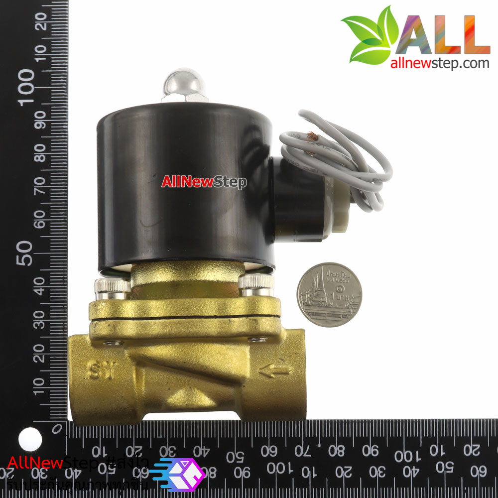 Solenoid Valve โซลินอยวาล์ว ทองเหลือง สองทาง รุ่น 2W-160-15 AC ขนาด 4 หุน 12V