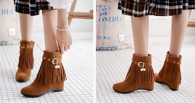 รองเท้าบูทส้นเตารีดสีดำ/แดง/น้ำตาล/แอพพริคอท ไซต์ 34-43