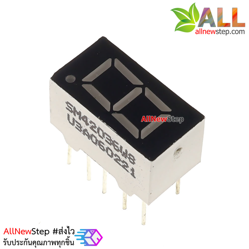 7 Segment 0.36 นิ้ว Common Cathode 1digit Red ไฟ 7 segment 0.36 1 หลัก สีแดงแบบไฟลบร่วม 3161A/3361A/31418