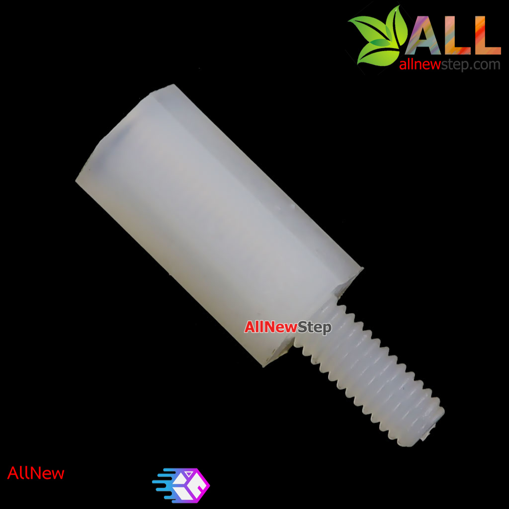 น็อตไนลอน NUT Nylon M3 ขนาด 9+6mm สีขาว จำนวน 1 ชิ้น