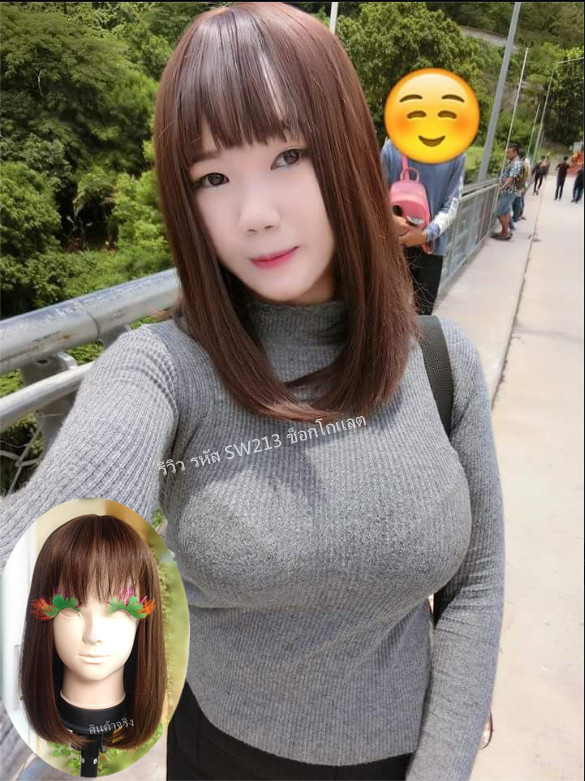 SW213 วิกหนังศรีษะกว้าง หนังศรีษะเทียม หน้าม้าซีทรู ผมสั้น ผมสวยธรรมชาติ ไม่หลอกตา หนังศรีษะเหมือนจริง เส้นผมนุ่ม เส้นไหมไม่เงา ( ทรงผมเเละเส้นผมเหมือนจริงเกือบ 100% )