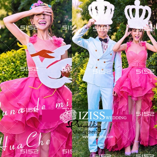 PW321 - **พร้อมส่งชุดผญ.ค่ะ** ชุดคู่ถ่ายพรีเวดดิ้ง (prewedding dress) & ชุดแต่งงานแฟนซี (Fancy wedding dress)ชายหญิง "ธีมชุดเจ้าสาวสีชมพู-ฟ้า"