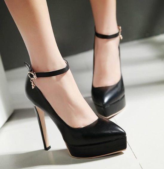 รองเท้าส้นสูงทรงสวยสีฟ้า/ชมพู/แดง/ขาว/ดำ ไซต์ 34-43