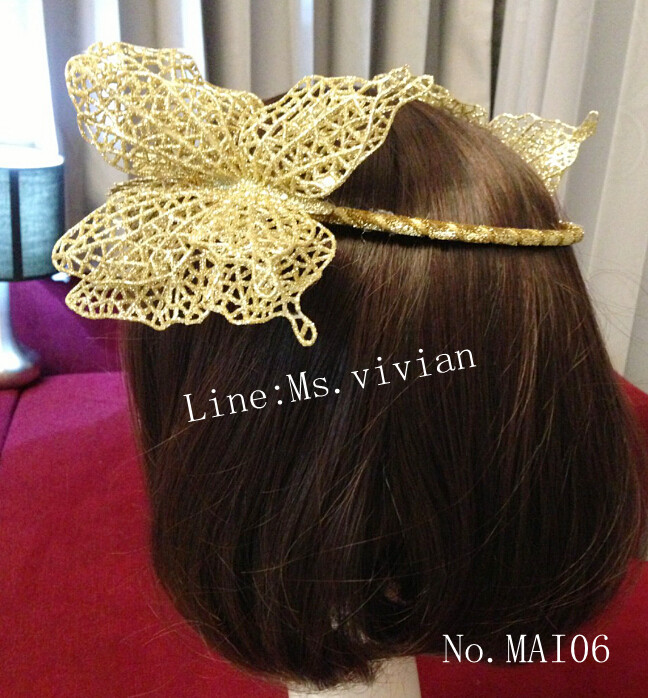 MAI06 มงกุฎผีเสื้อตัวใหญ่สีทอง (งาน handmade)**สินค้ามีจำกัดในเเต่ละล๊อต**