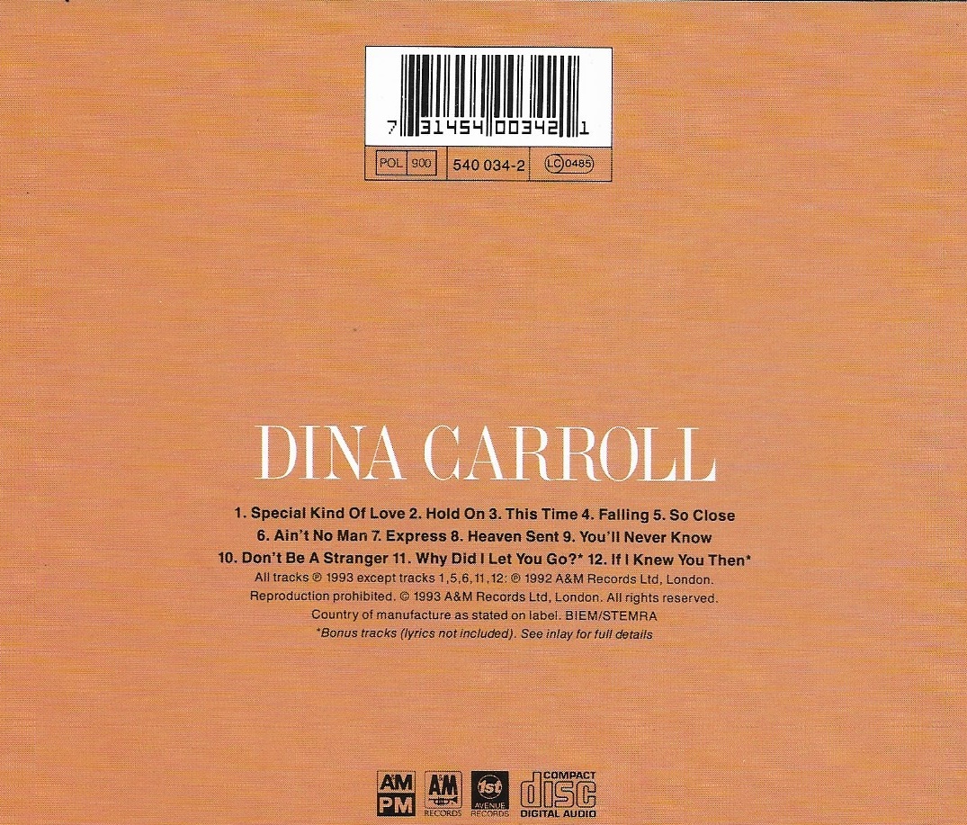 Used CD,Dina Carroll - So Close (A+)(1993)(England)