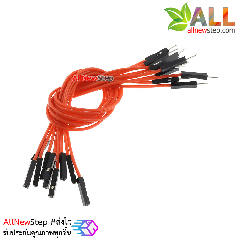 สายไฟจัมเปอร์ 20cm ผู้-เมีย สีแดง จำนวน 10 เส้น