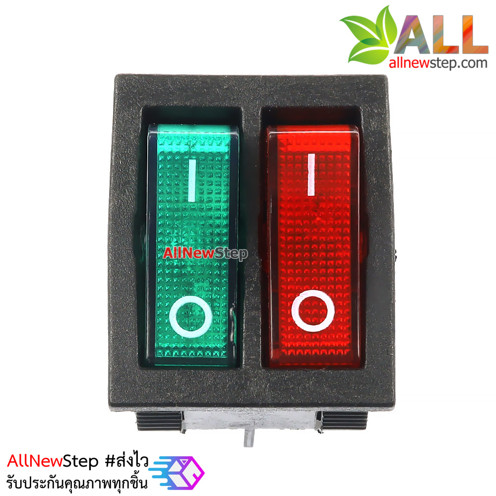 สวิตช์ 2 ทาง 2 ช่อง สวิตช์ 3 ขา สีเขียวแดง 250V 15A kcd6 switch