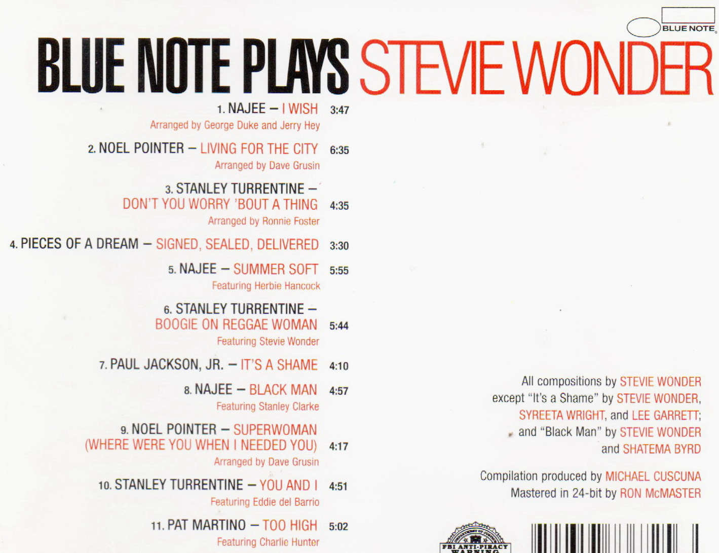 CD,Blue Note Plays Stevie Wonder (Blue Note Cover Series)((2004)(Various Artists)(Thai)