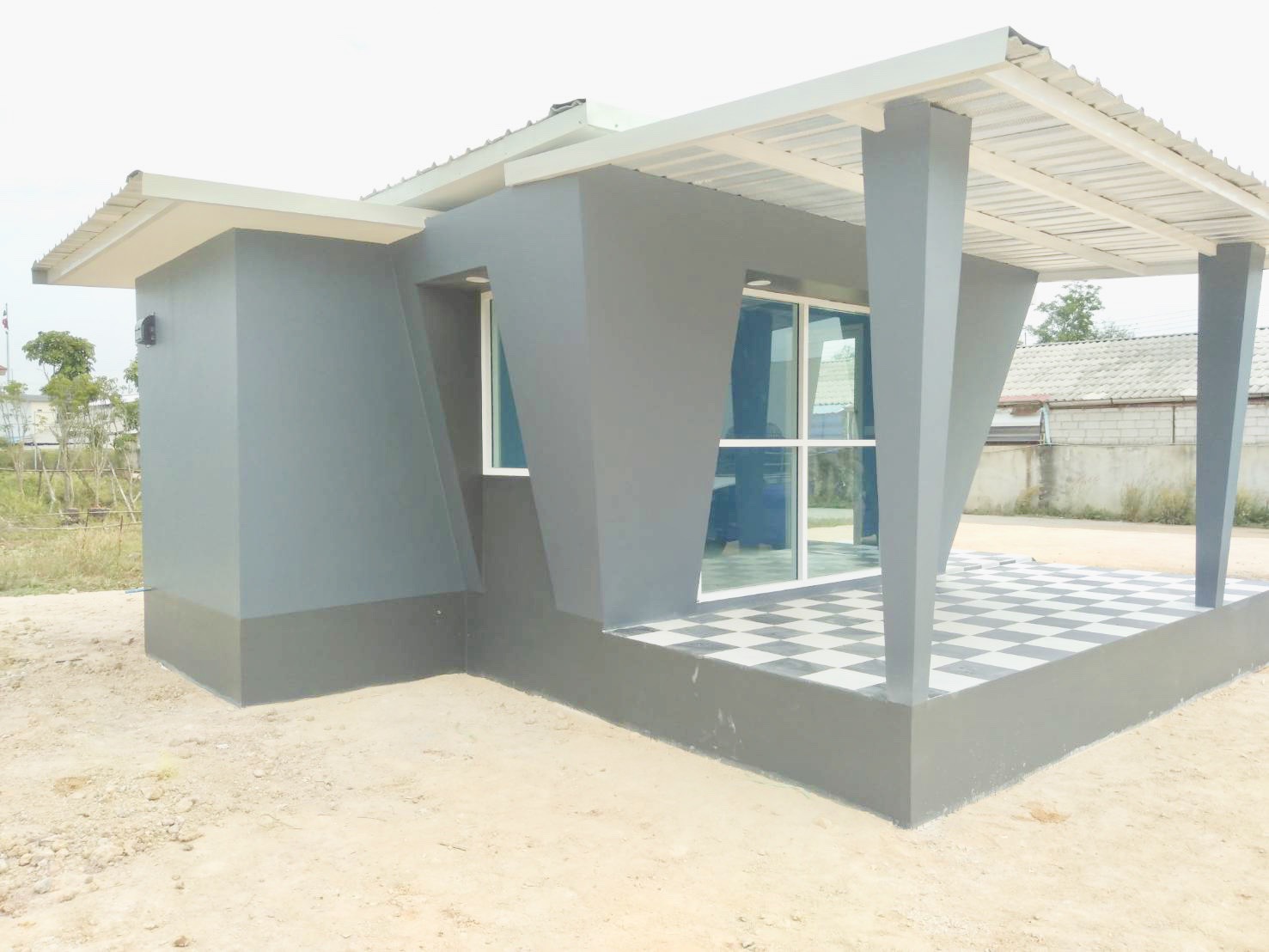 บ้านทรงโมเดิร์น ขนาด 3*5.5 ระเบียงรอบบ้าน