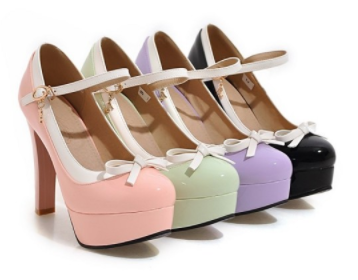รองเท้าส้นสูง ไซต์ 34-43 สีดำ/ชมพู/ม่วง/เขียว