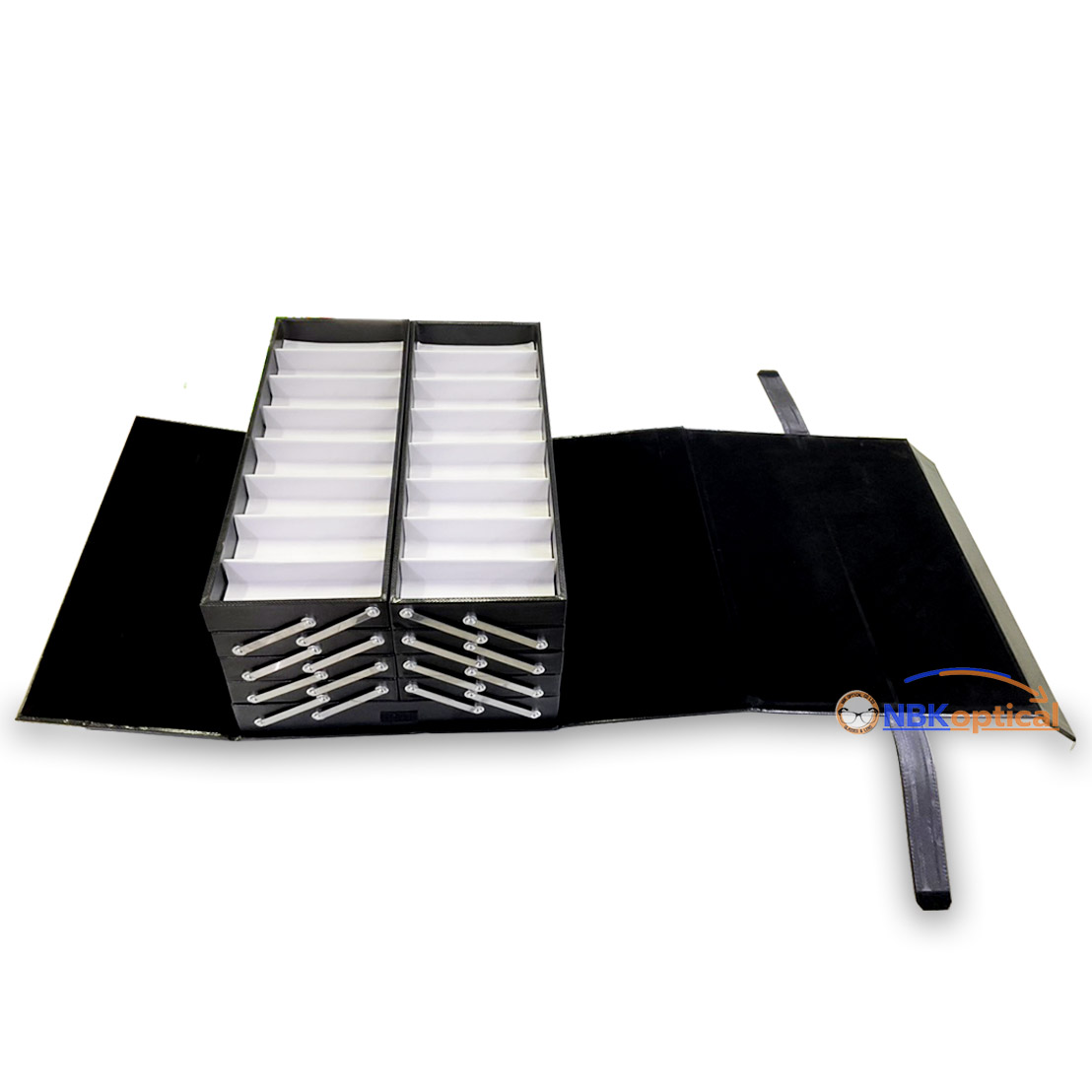 กระเป๋าใส่แว่นตา สไลด์เปิดออกข้าง ใส่แว่นสายตา&แว่นกันแดด ใส่ได้ 80 ตัว มีฝาปิด + ล็อครหัส