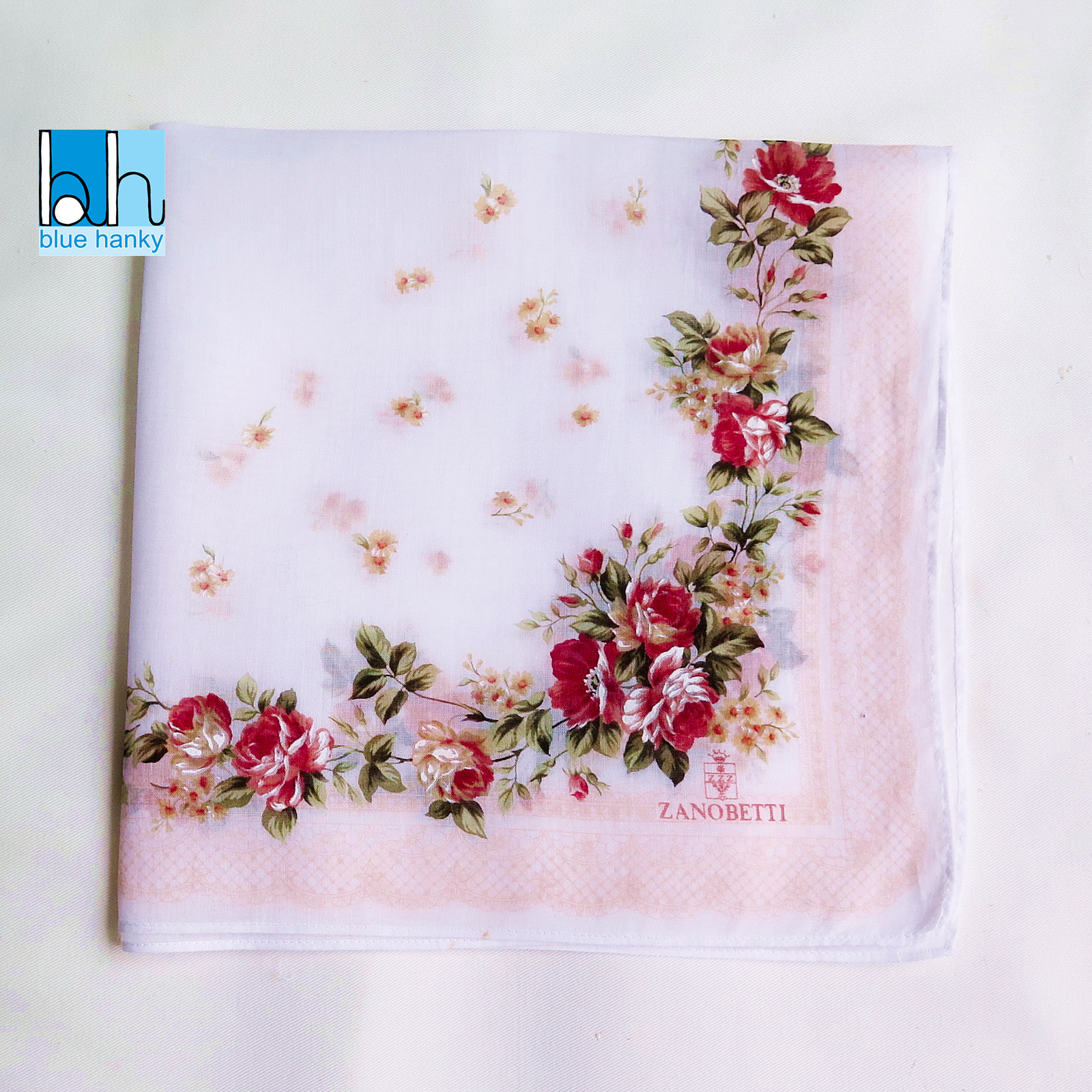 #52 18" ZANOBETTI ผ้าเช็ดหน้ามือ2 สภาพดี ผ้าเช็ดหน้าผืนใหญ่