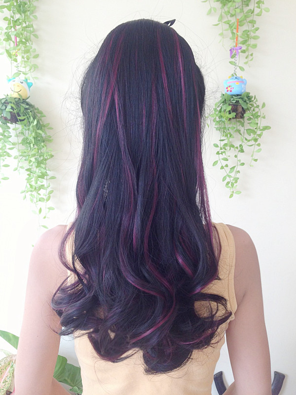 K308 หางม้า เเบบผูก ไฮไลท์สีไวน์เเดง ทรงผมสวยดูเป็นธรรมชาติคะ