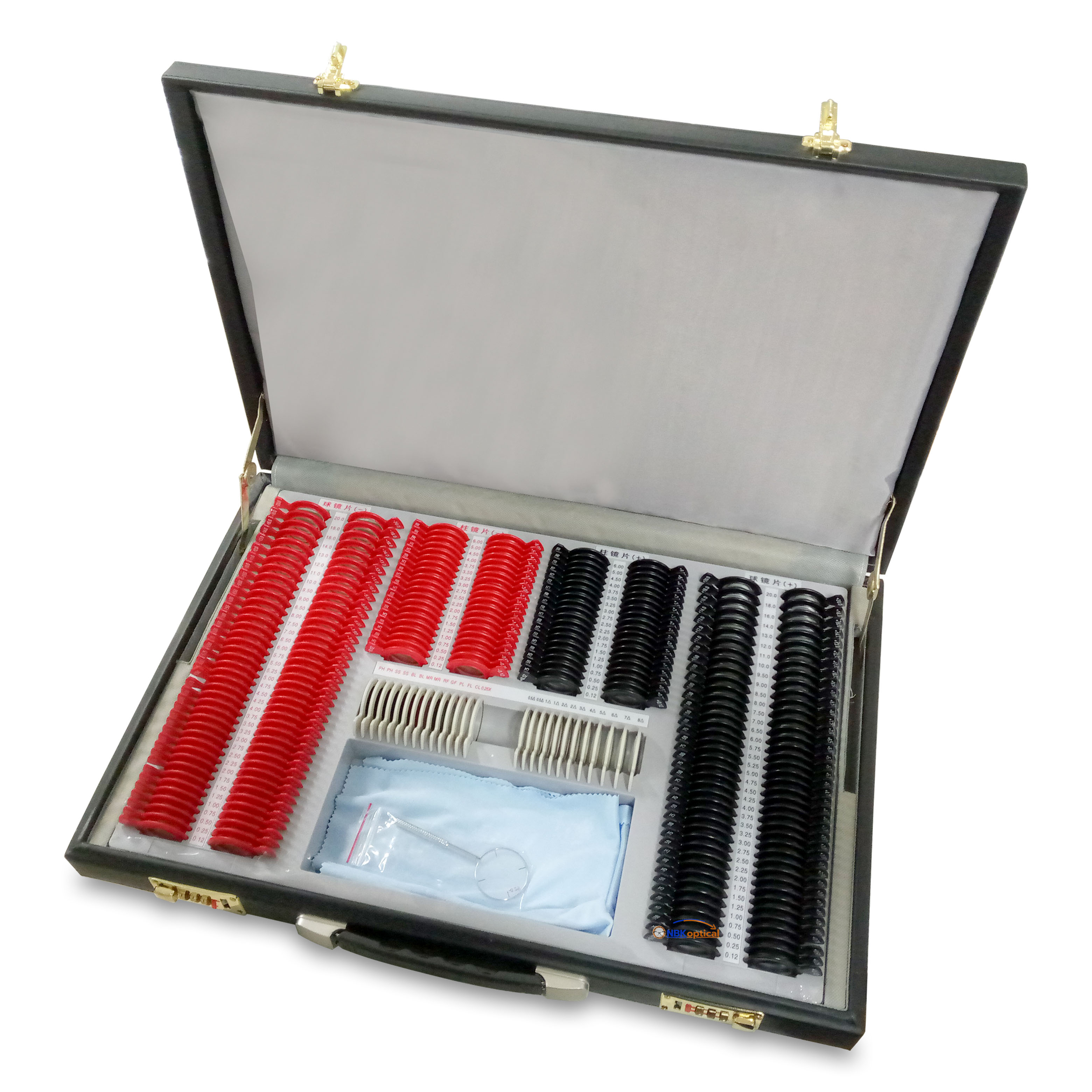 Trial lens set เลนส์เซ็ท ขอบพลาสติก เลนส์กระจก (PT L) +-2000 (กล่องหนัง) + (ครอสไซเลนส์เดอร์)