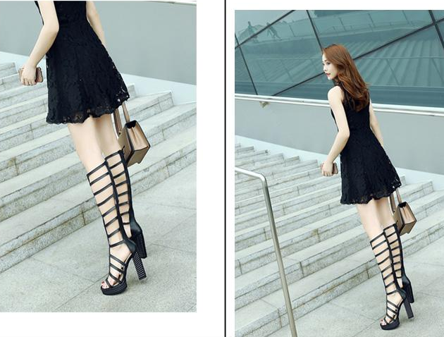 รองเท้า Gladiator ส้นสูงสีขาว/ดำ ไซต์ 34-43
