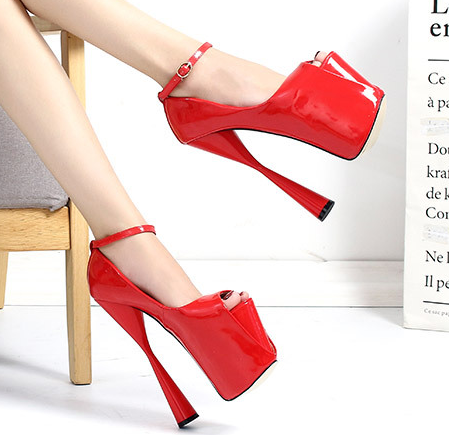 รองเท้าส้นสูง ไซต์ 34-43 สีดำ/แดง