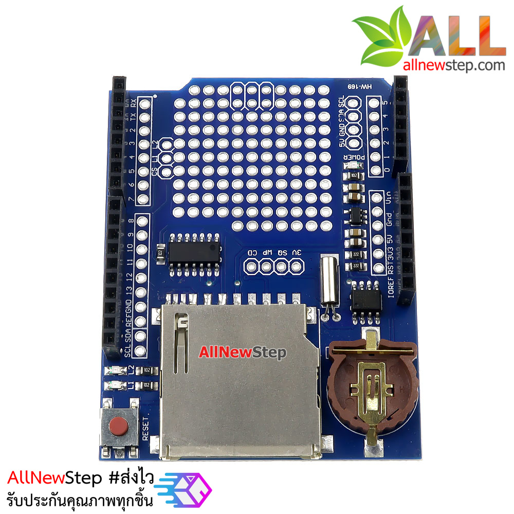 Data Logger Shield โมดูลบันทึกข้อมูลลง SD Card สำหรับ Arduino เฉพาะอุปกรณ์ไม่รวมถ่าน