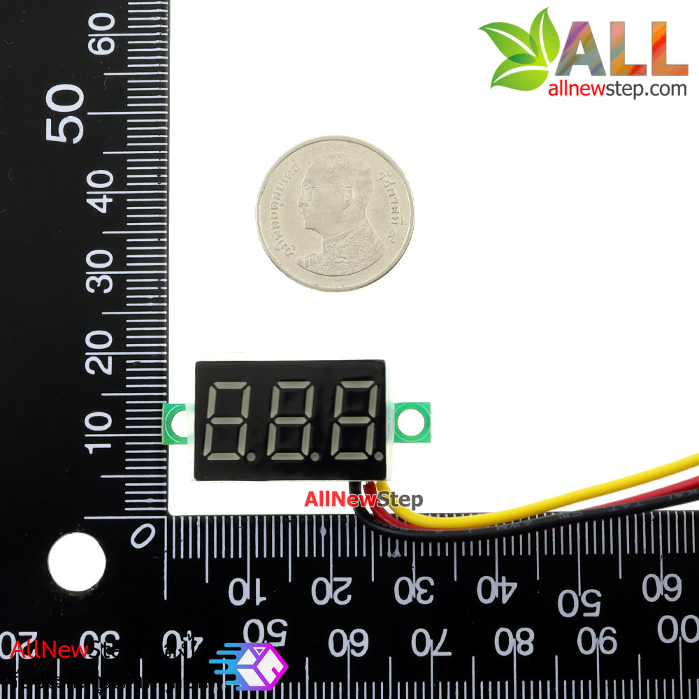 ดิจิตอล โวลต์มิเตอร์ 0 ถึง100 โวลต์ จอขนาด 0.36 นิ้ว สีแดง Mini 3 Digital 0.36 LED DC 0 ถึง 100 V RED Volt Voltage Mater Voltmeter 3-24V Power Supply
