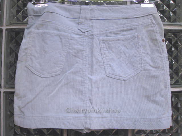 กระโปรงสั้น ยีนลูกฟูก สีฟ้าอ่อน Design สวยเก๋