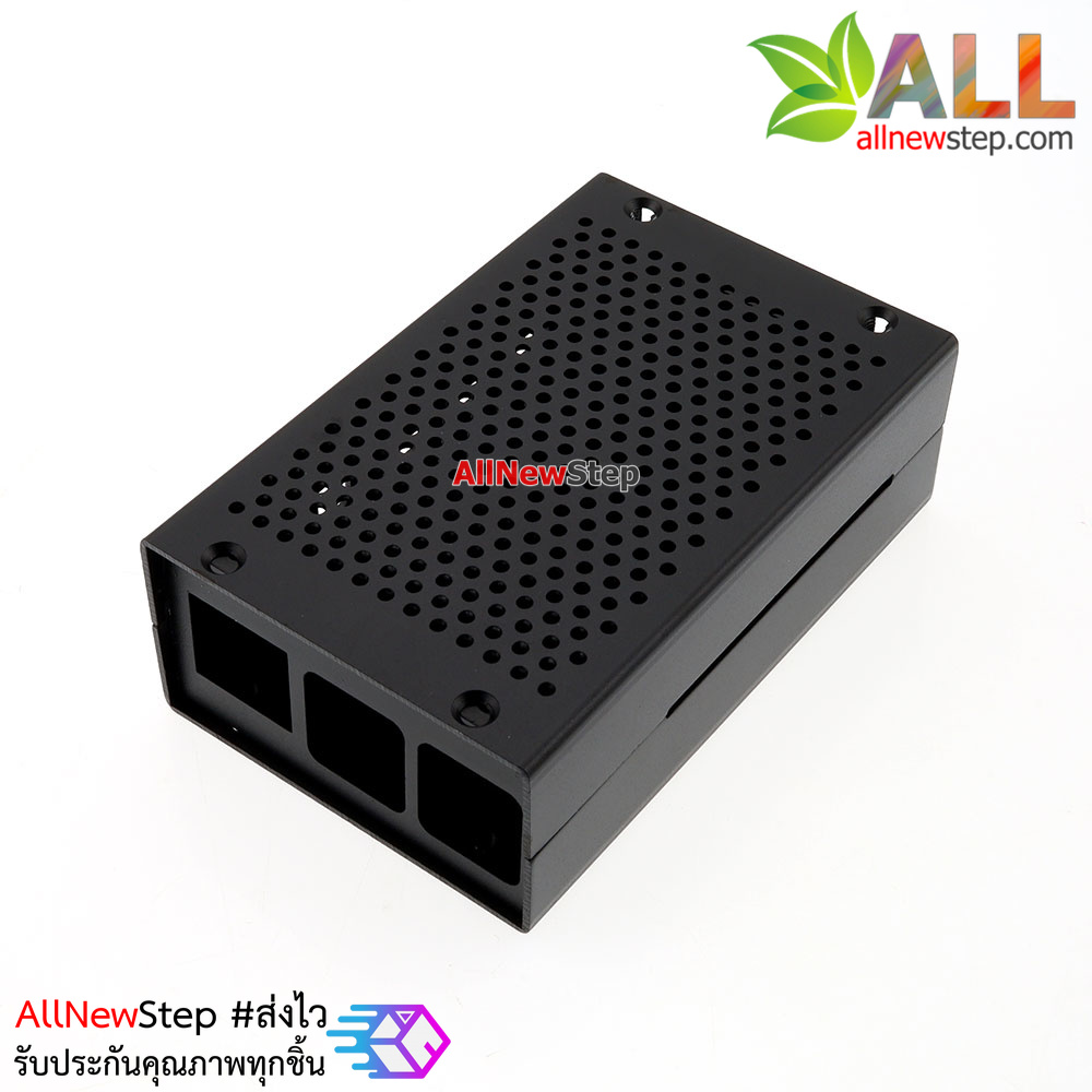 กล่องเคสโลหะ Raspberry Pi 4 aluminum alloy metal 4b + shell + Raspberry Pi4 chassis cooling box accessories สีดำ