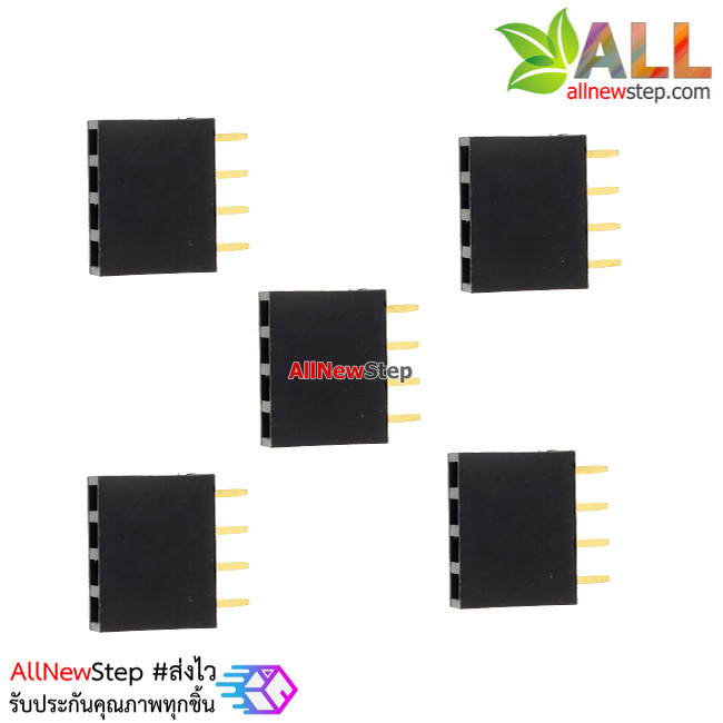 1x4 pin header 2.54mm PCB Female Header Single Row Straight Copper Pin จำนวน 5 ชิ้น